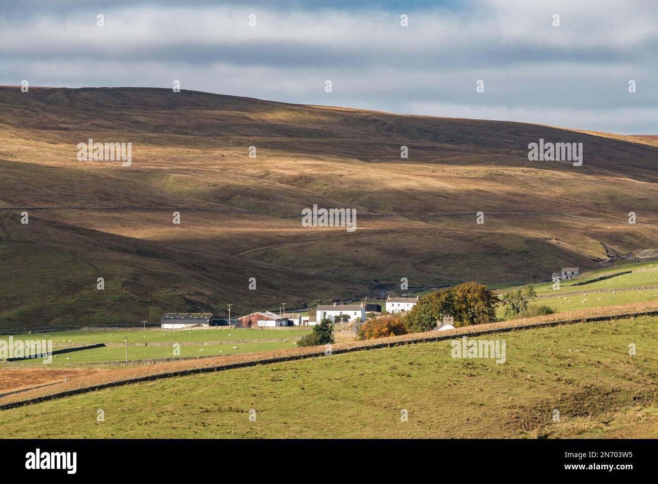The remote hill farming community of Harwood, Upper Teesdale Stock Photo