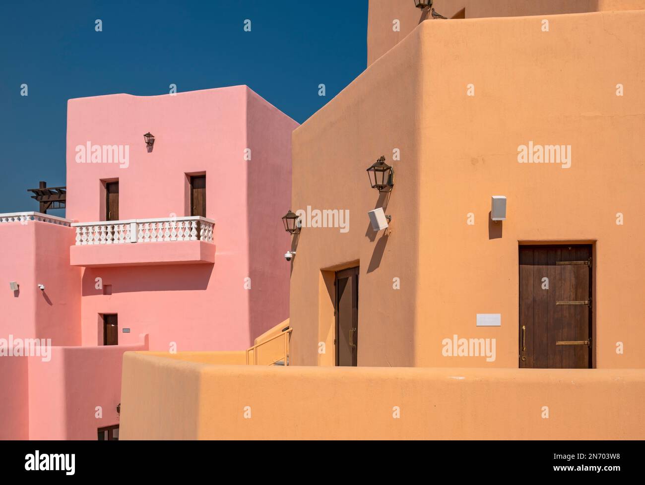 Colorful houses, Mina District, Old Doha Port, Qatar Stock Photo - Alamy