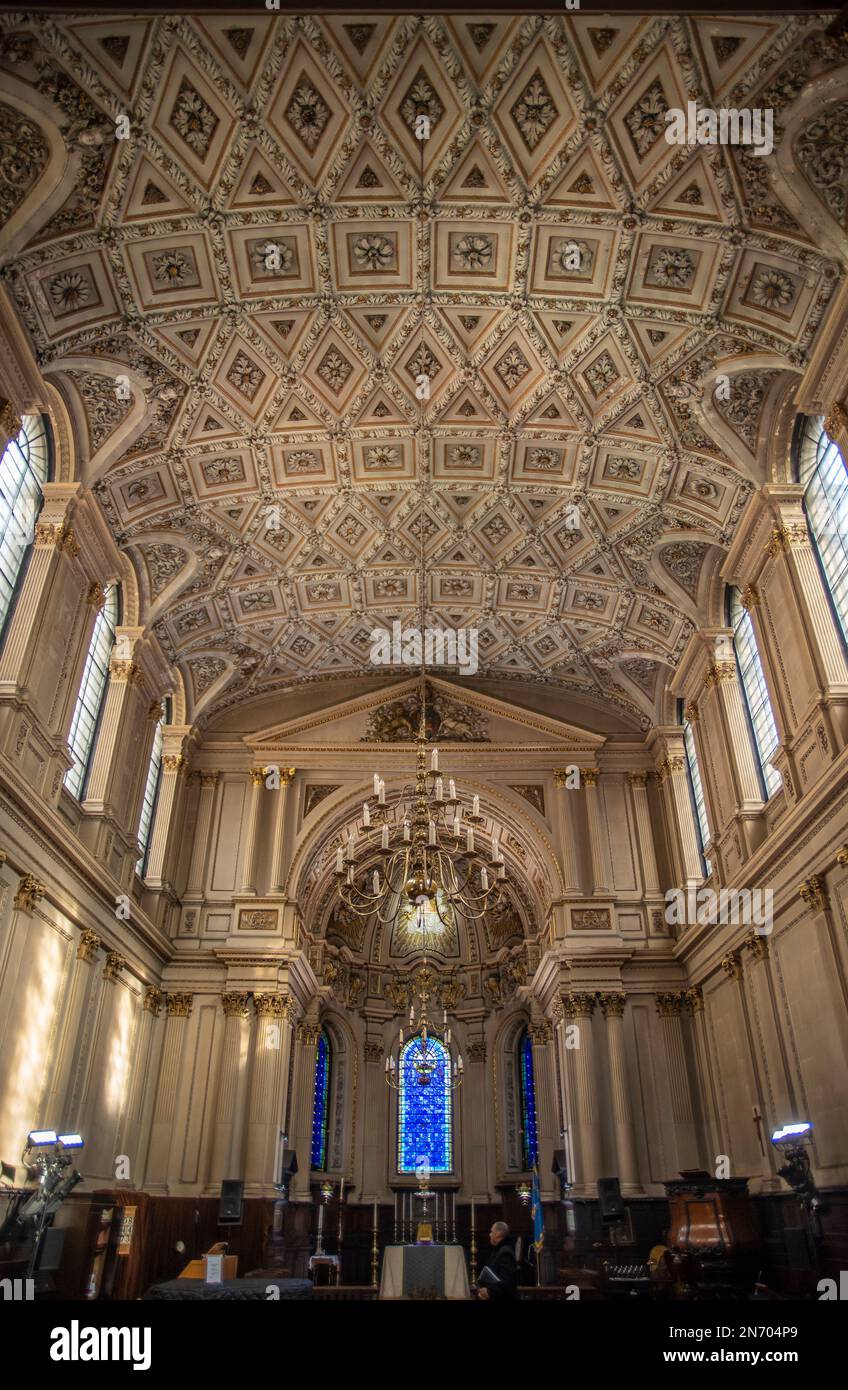 The interior of St Mary Le Strand church on The Strand, London, UK Stock Photo
