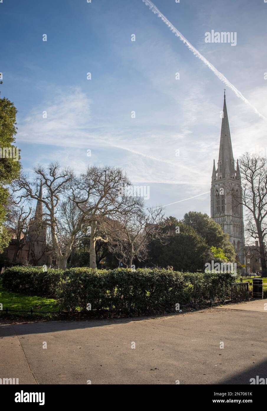 The Old and new St Mary's Church, Stoke Newington, Hackney, London, UK Stock Photo