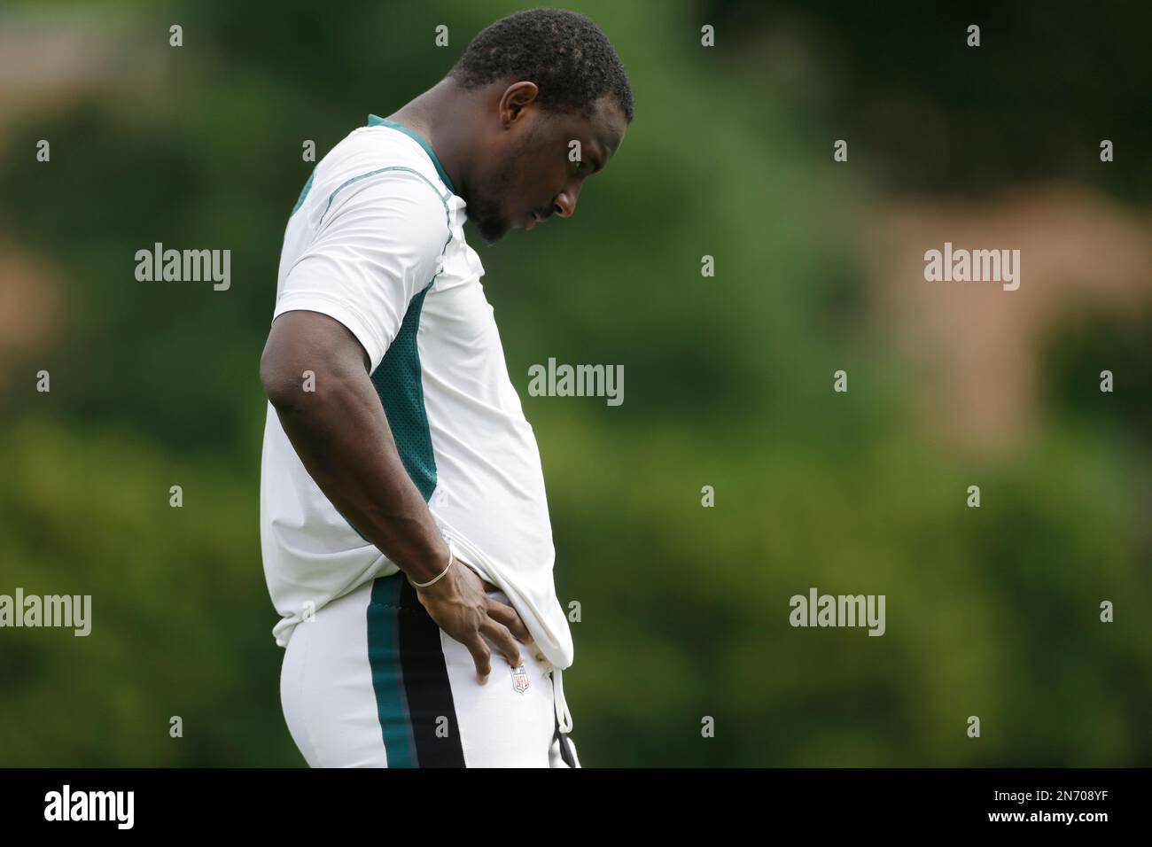 Philadelphia Eagles' LeSean McCoy moves across a field at a joint