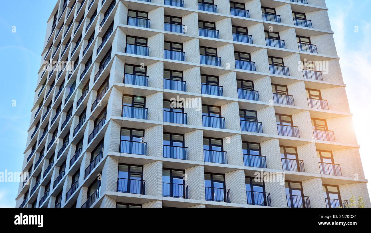 Modern architecture building facade with balconies. New apartments ...