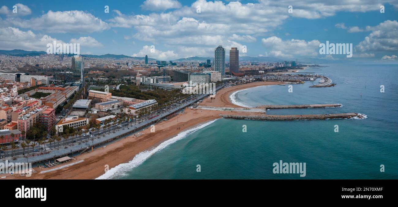 Aerial panoramic view of Barcelona from above Stock Photo - Alamy