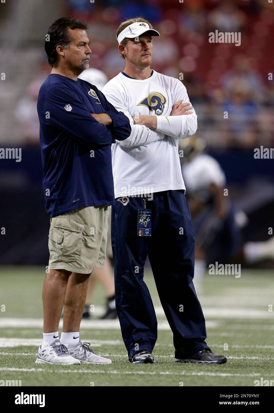 St. Louis Rams head coach Jeff Fisher, left, and general manager Les