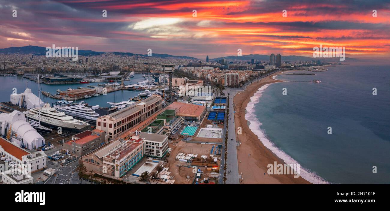 Aerial panoramic view of Barcelona from above Stock Photo - Alamy