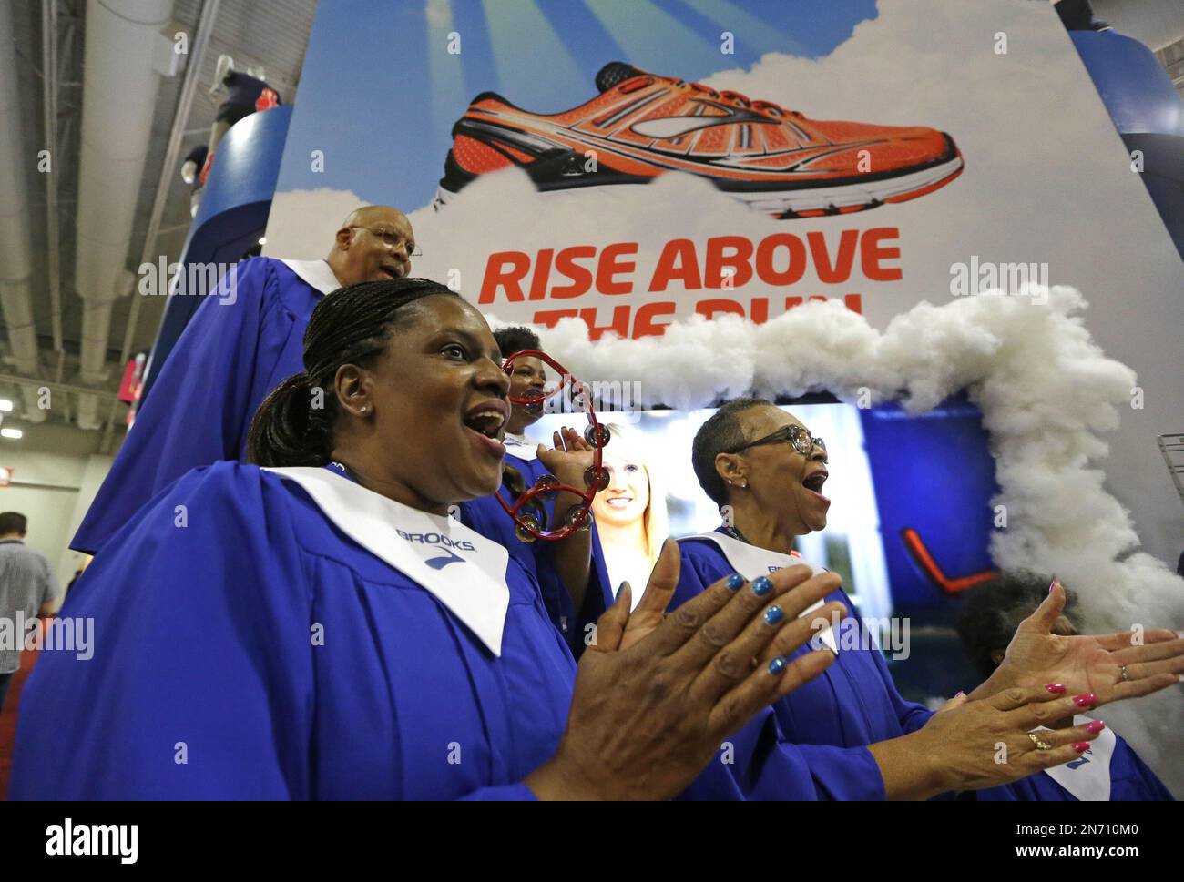 A choir from the Calvary Baptist Church performs in front of