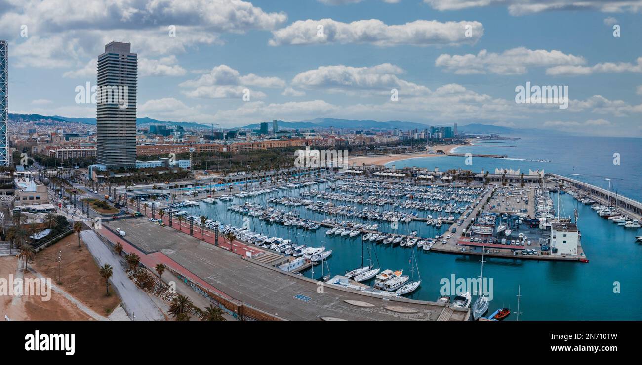 Aerial panoramic view of Barcelona from above Stock Photo - Alamy