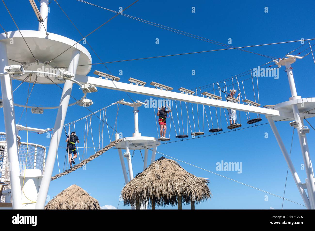 Altitude Skywalk at stern of P&O Arvia cruise ship, Lesser Antilles, Caribbean Stock Photo