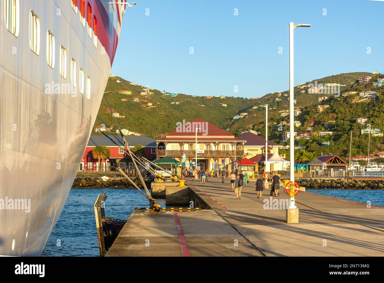 Cruise temple at sunrise, Road Town, Tortola, The British Virgin Islands (BVI), Lesser Antilles, Caribbean Stock Photo