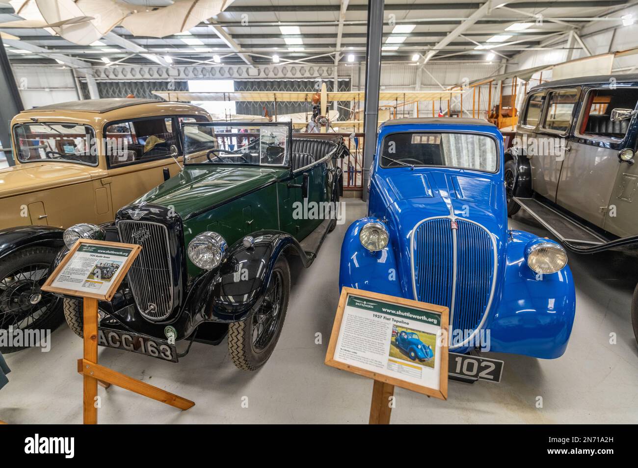 The Shuttleworth Collection , a working aeronautical and automotive museum at the Old Warden Aerodrome Stock Photo