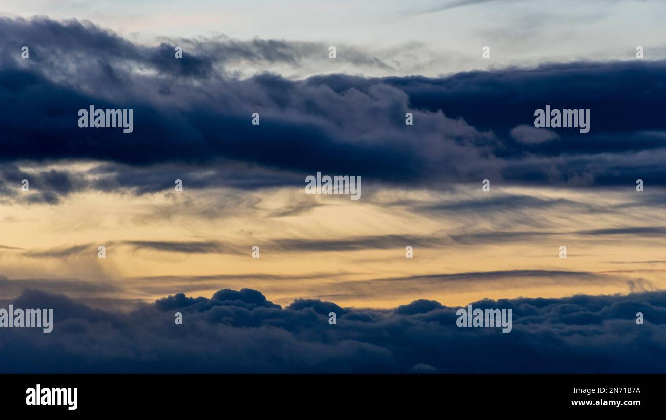 Bizarre evening sky, clouds for sunset, Germany Stock Photo