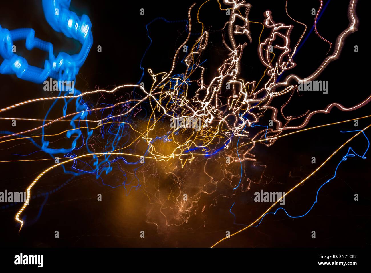 Abstract traces of light in the city at night Stock Photo