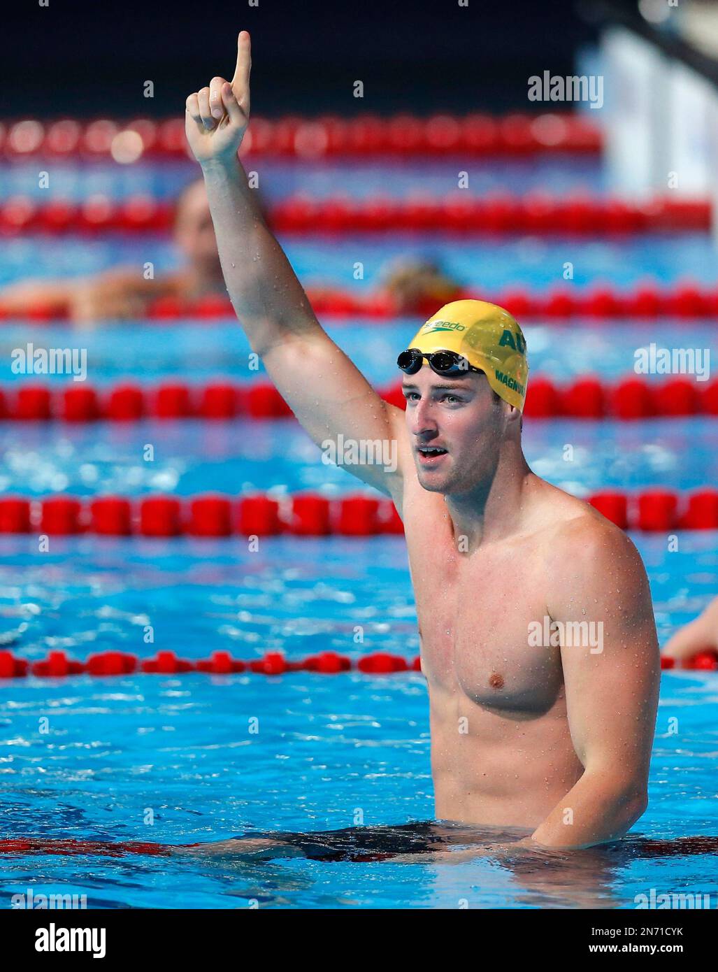 Australia's James Magnussen celebrates after winning the gold medal in ...