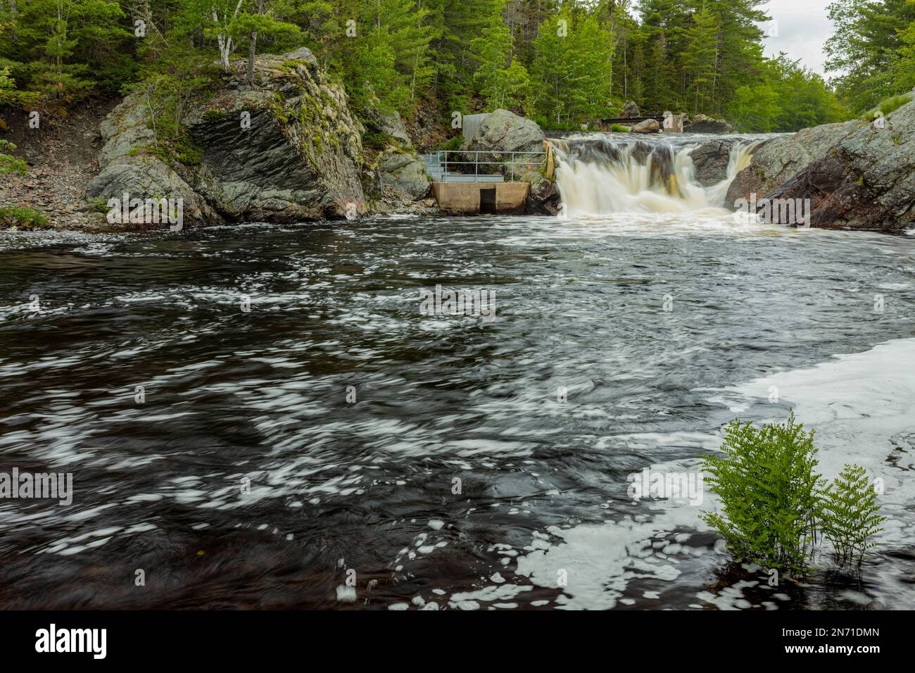 Downstream from Indian Falls in Nova Scotia, Canada. Stock Photo