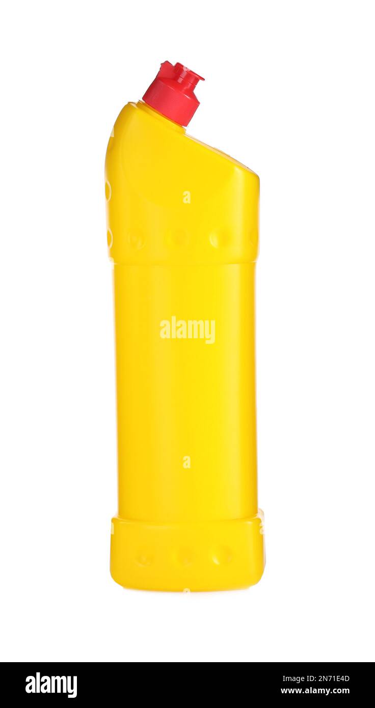Yellow bottle of cleaning product isolated on white Stock Photo Alamy