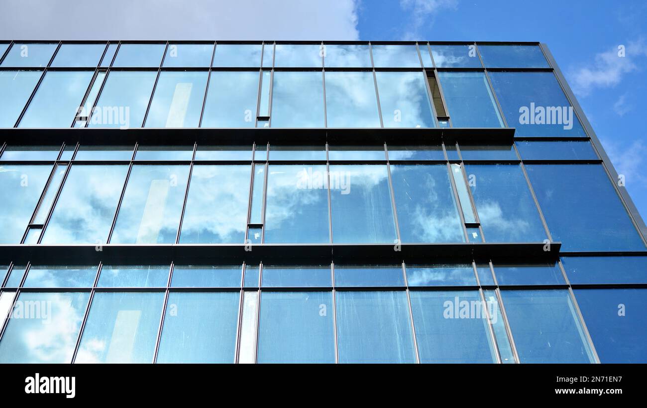 Abstract fragment of contemporary architecture, walls made of glass and