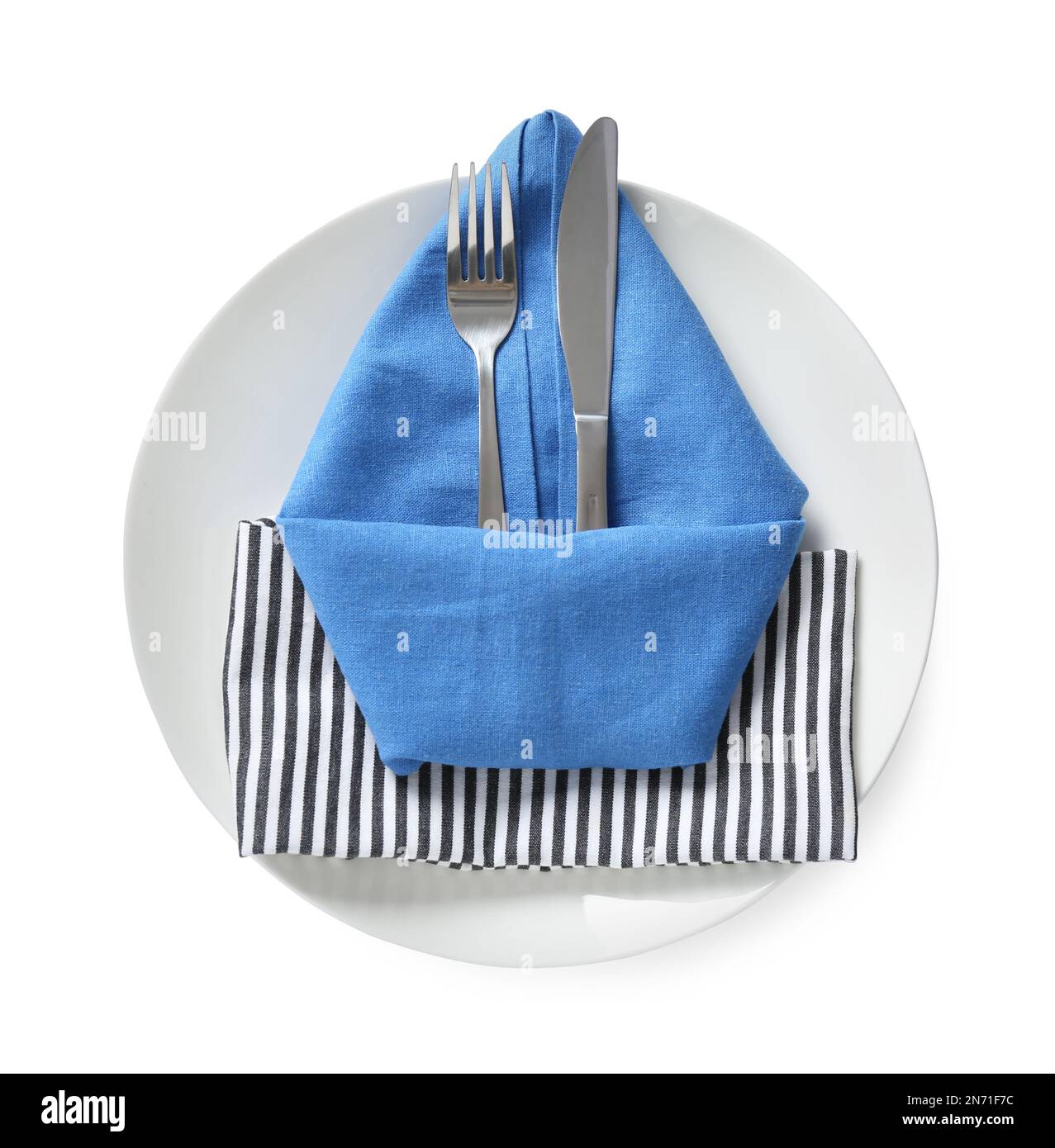 Elegant table setting on white background, top view Stock Photo - Alamy