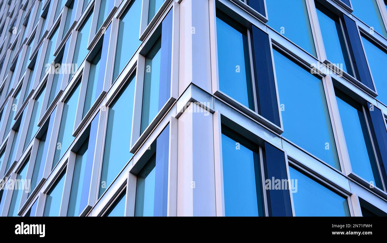 Abstract fragment of contemporary architecture, walls made of glass and