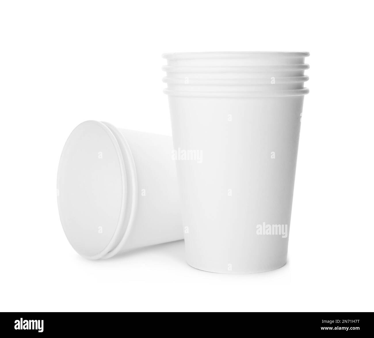 Simple clean paper coffee cups isolated on white Stock Photo Alamy