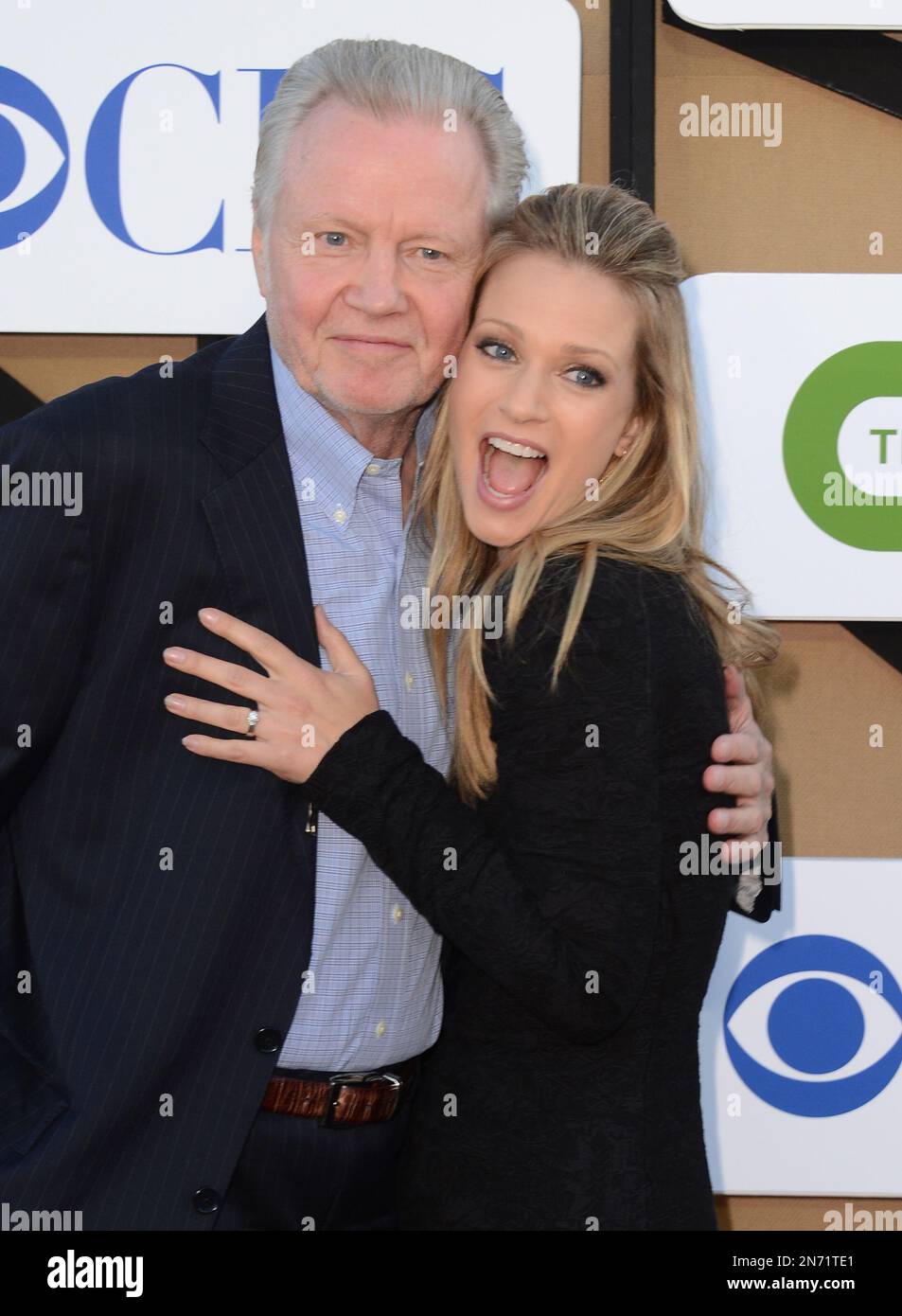 From left, Jon Voight and A. J. Cook arrive at the CBS, CW and Showtime ...