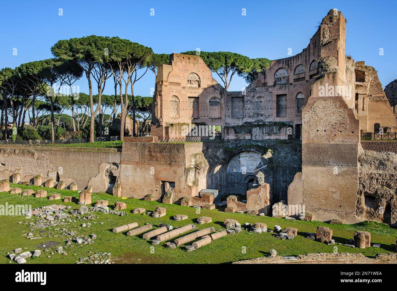 historisches Hippodrom, Ruine von Stadion von Domitian, Palatinhügel, Palatin, Rom, Latium, Italien, Europa Stock Photo