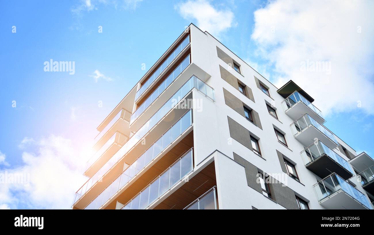 Modern architecture building facade with balconies. New apartments ...