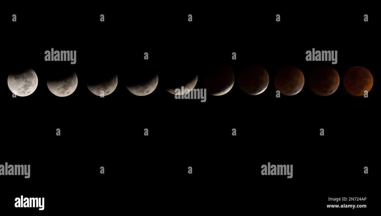 Lunar Eclipse, sequences, Composing [M] Stock Photo