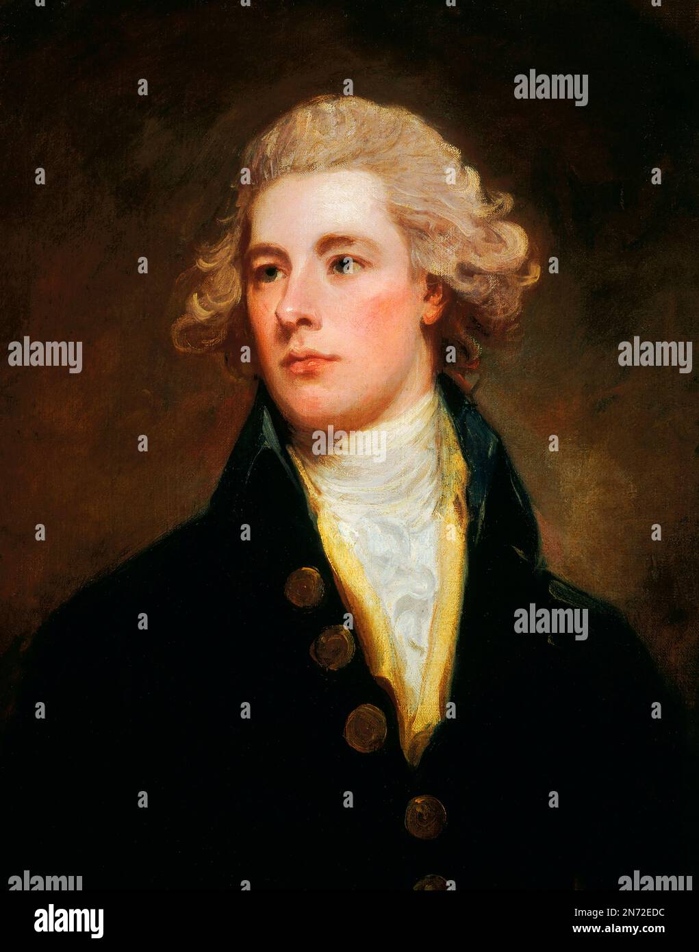 William Pitt. Portrait of William Pitt the Younger (1759-1806), British Prime Minister at the end of the 18th and beginning of 19th centuries. Painting by George Romney, oil on canvas, c. 1783 Stock Photo