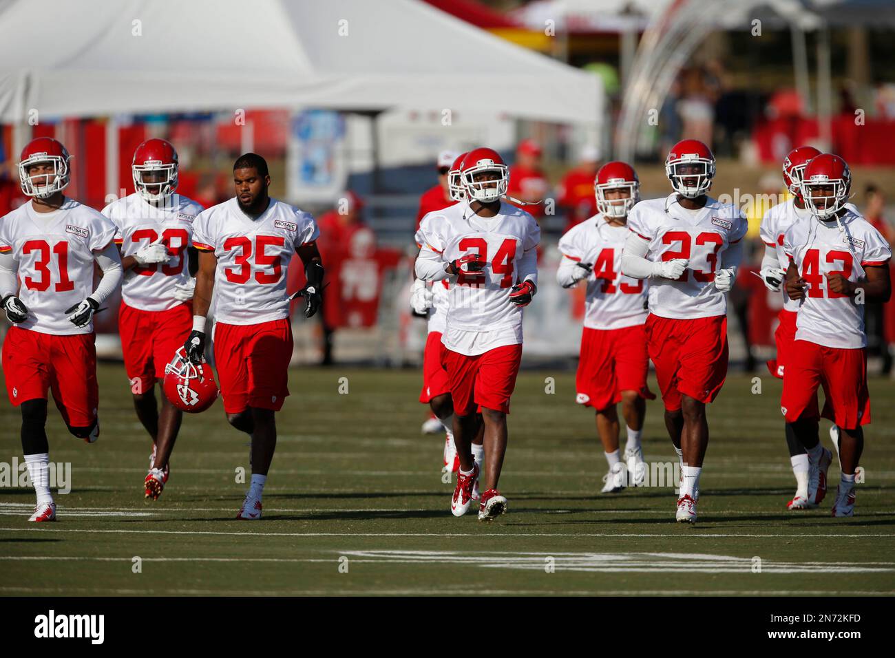 Kansas City Chiefs defensive players during NFL football training camp