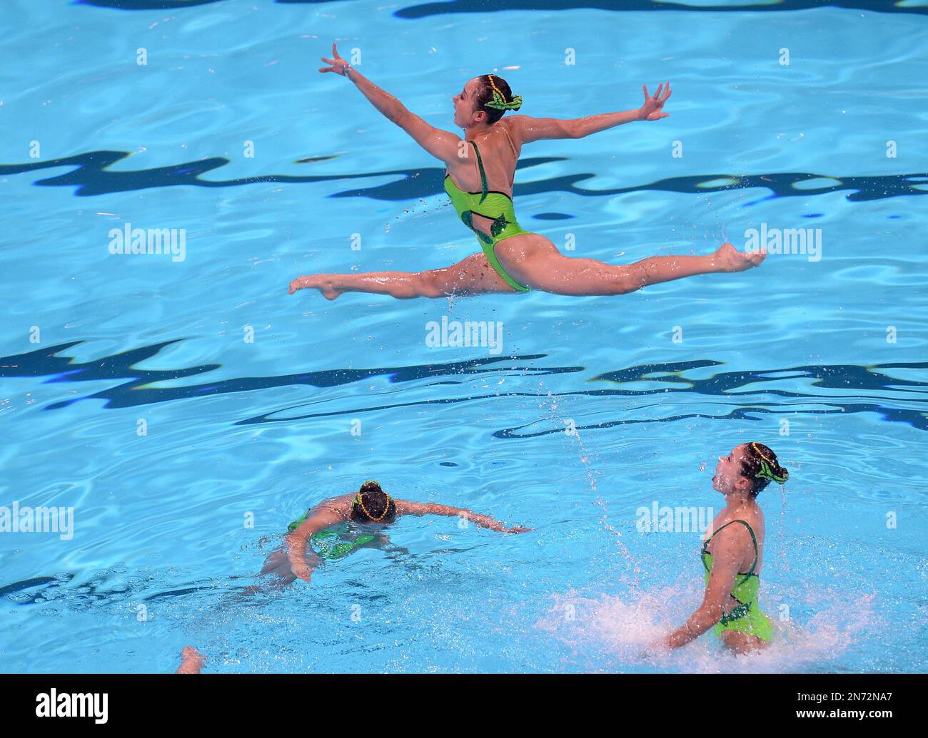 North Korea perform their routine during the synchronized swimming team free combination final at the FINA Swimming World Championships in Barcelona, Spain, Saturday, July 27, 2013