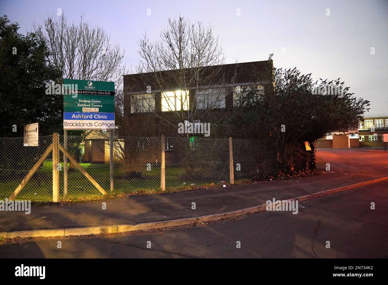 A general view of Thomas Knyvett College in Ashford, Surrey, as five suspects arrested in connection with a 'vicious' racially-motivated attack on a 15-year-old black girl have been banned from Surrey as police urged a further teenager to hand herself in. Footage shared online appeared to show the pupil being punched, kicked and having her hair pulled while her attackers were egged on by adults outside Thomas Knyvett College in Ashford, Surrey, on Monday afternoon. Stock Photo