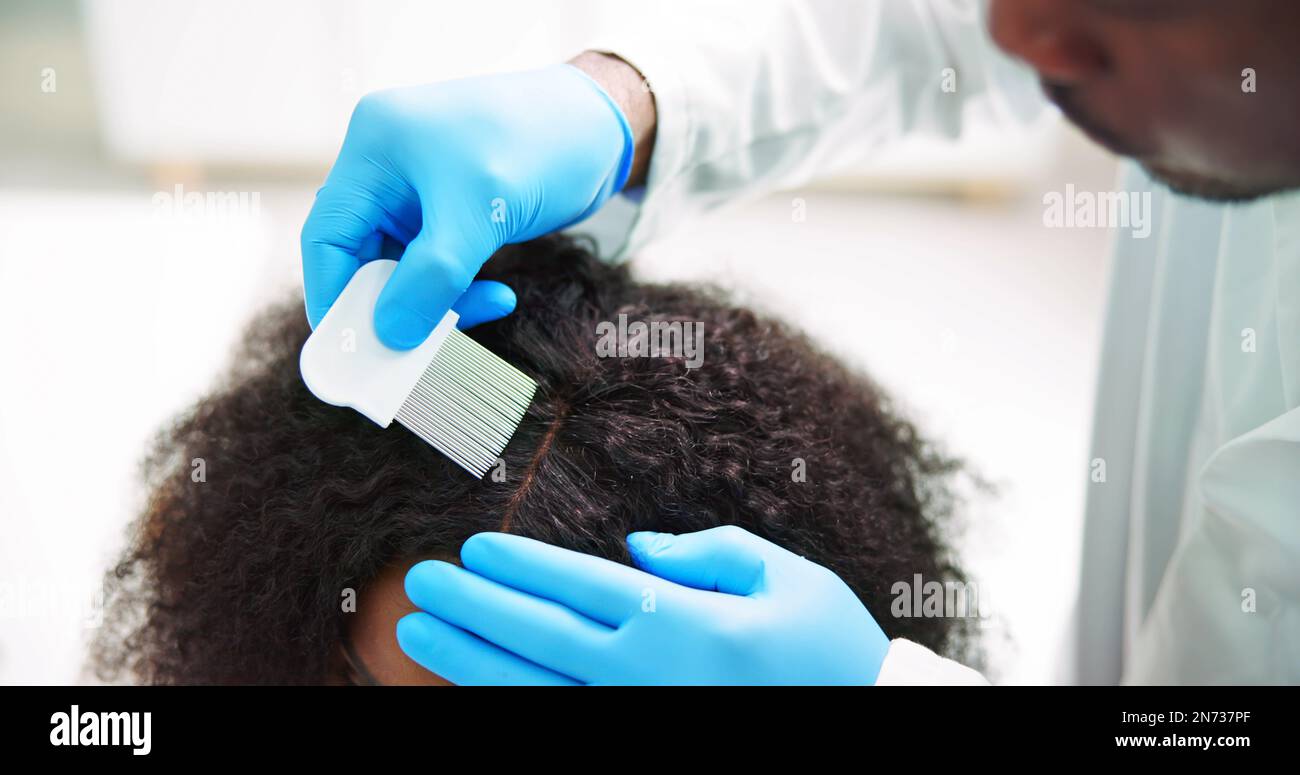 Scalp Treatment From Psoriasis And Dandruff. Dermatologist Doctor Stock
