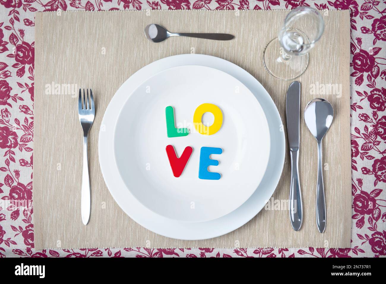 Valentine dinner concept - LOVE on a plate Stock Photo