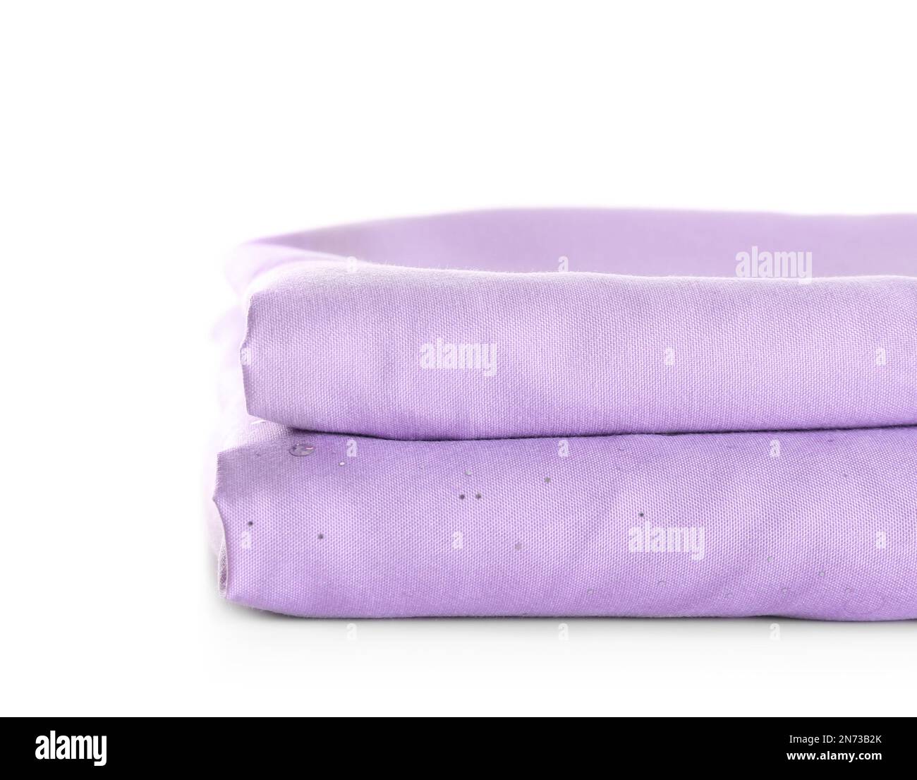 Stack of clean bed sheets isolated on white Stock Photo Alamy