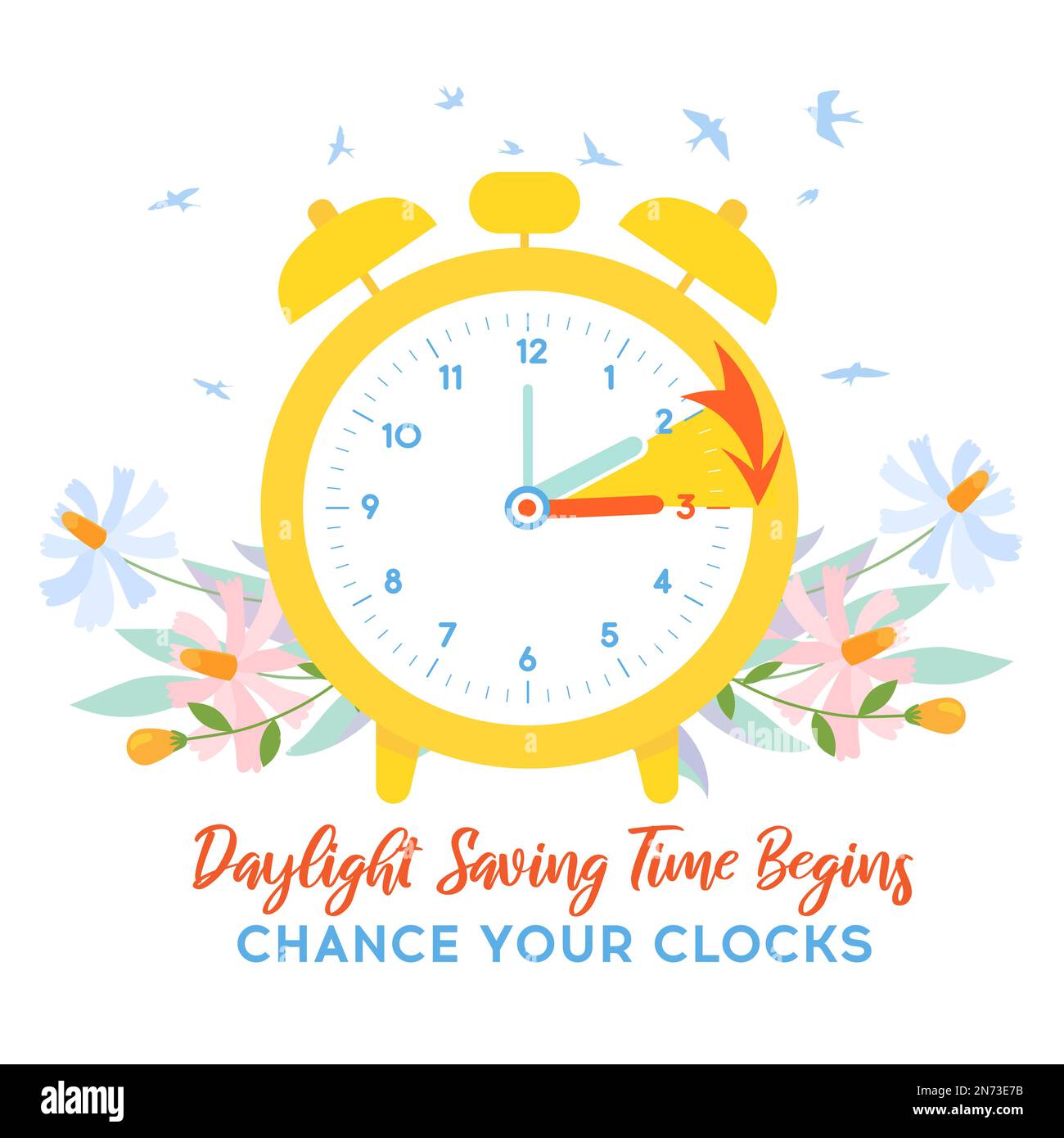 Daylight Saving Time Begins banner. Spring Forward. Guide banner with