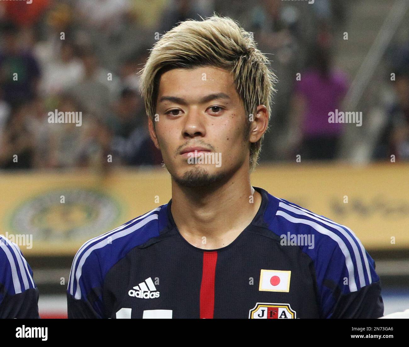 Japan's Yamaguchi Hotaru lines up before their East Asian Cup soccer 