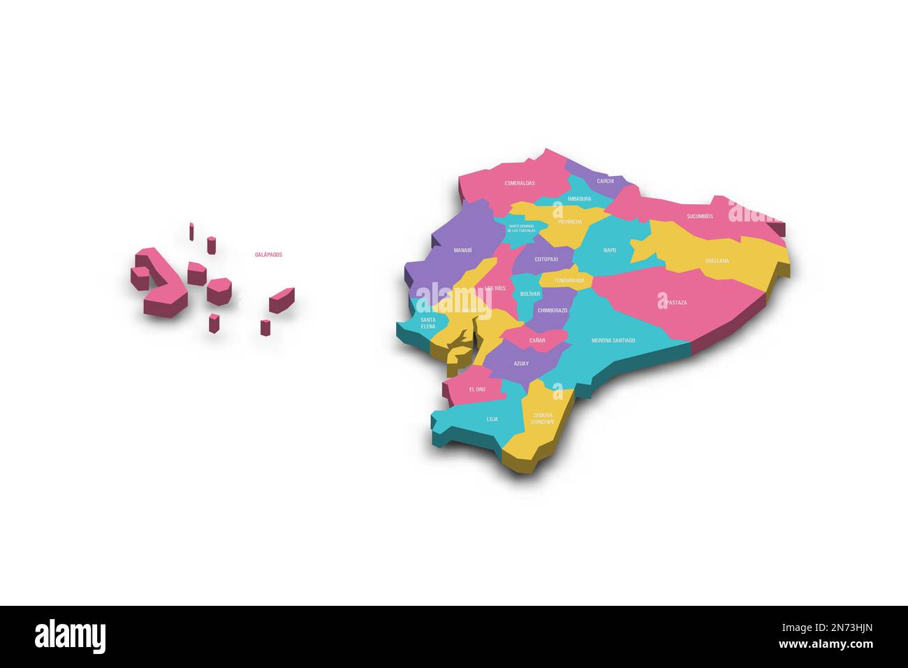 Ecuador Political Map Of Administrative Divisions Provinces Colorful Ecuador Political Map Of Administrative Divisions Provinces Colorful 3d Vector Map With Dropped Shadow And Country Name Labels 2N73HJN 