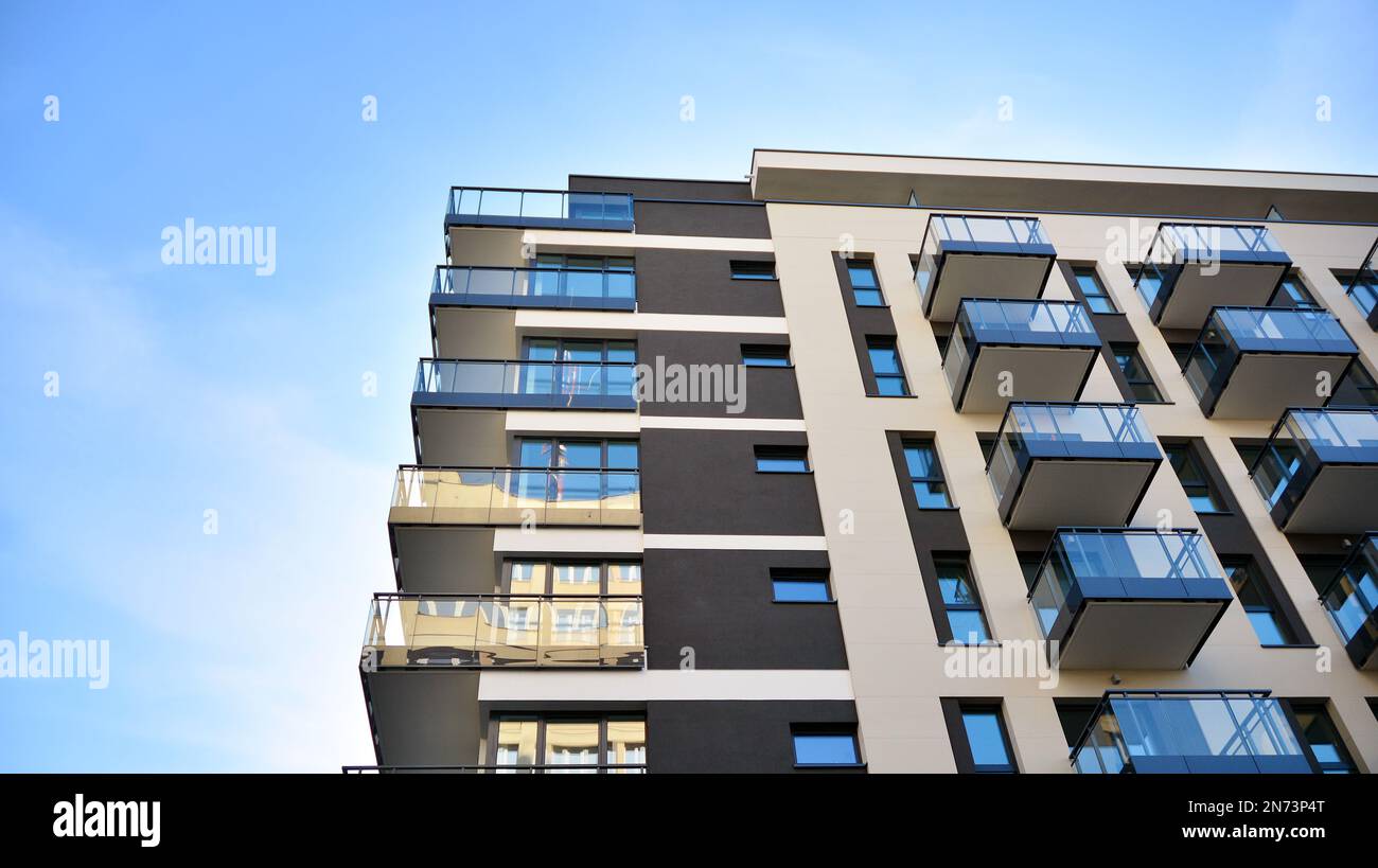 Modern architecture building facade with balconies. New apartments ...