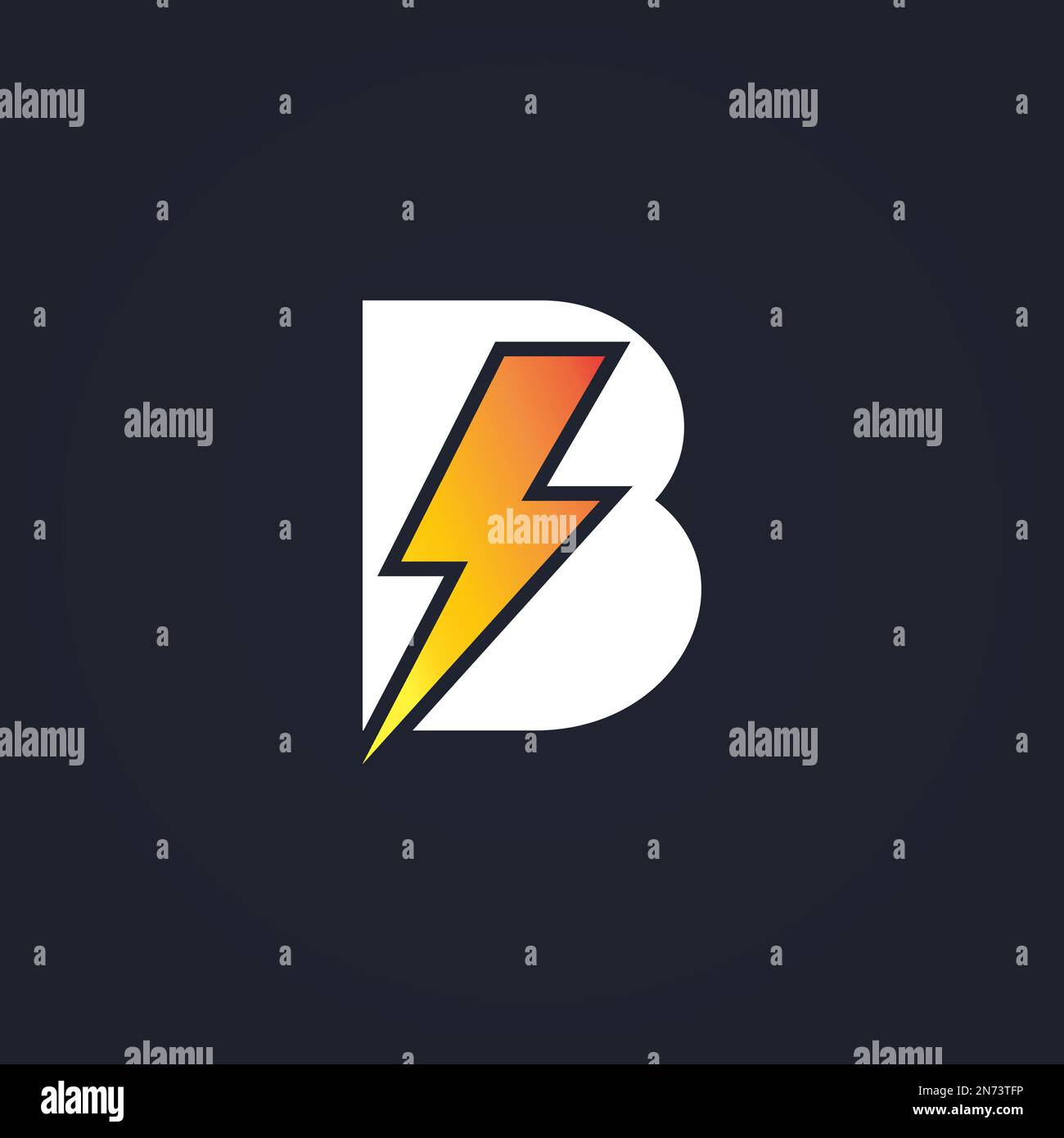 B Letter Logo With Lightning Thunder Bolt Vector Design. Electric Bolt Letter B Logo Vector Illustration. Stock Vector