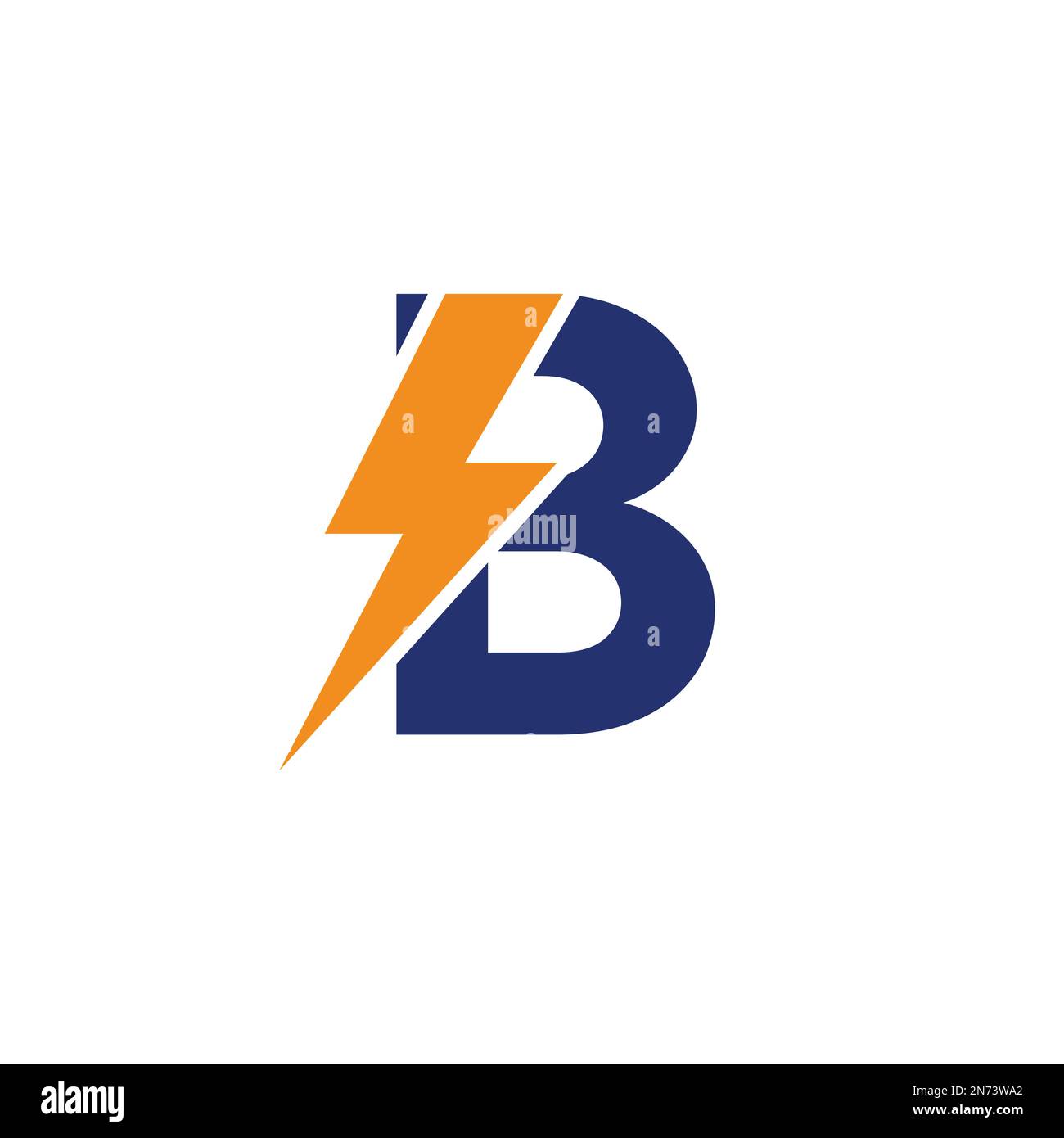 B Letter Logo With Lightning Thunder Bolt Vector Design. Electric Bolt Letter B Logo Vector Illustration. Stock Vector