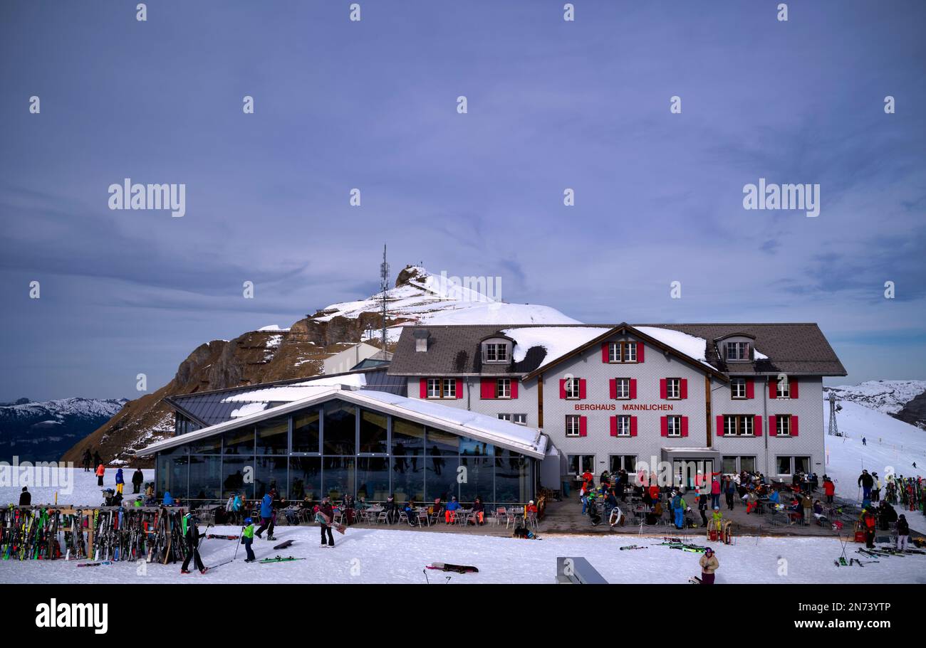 Männlichen mountain house in front of the summit of Männlichen