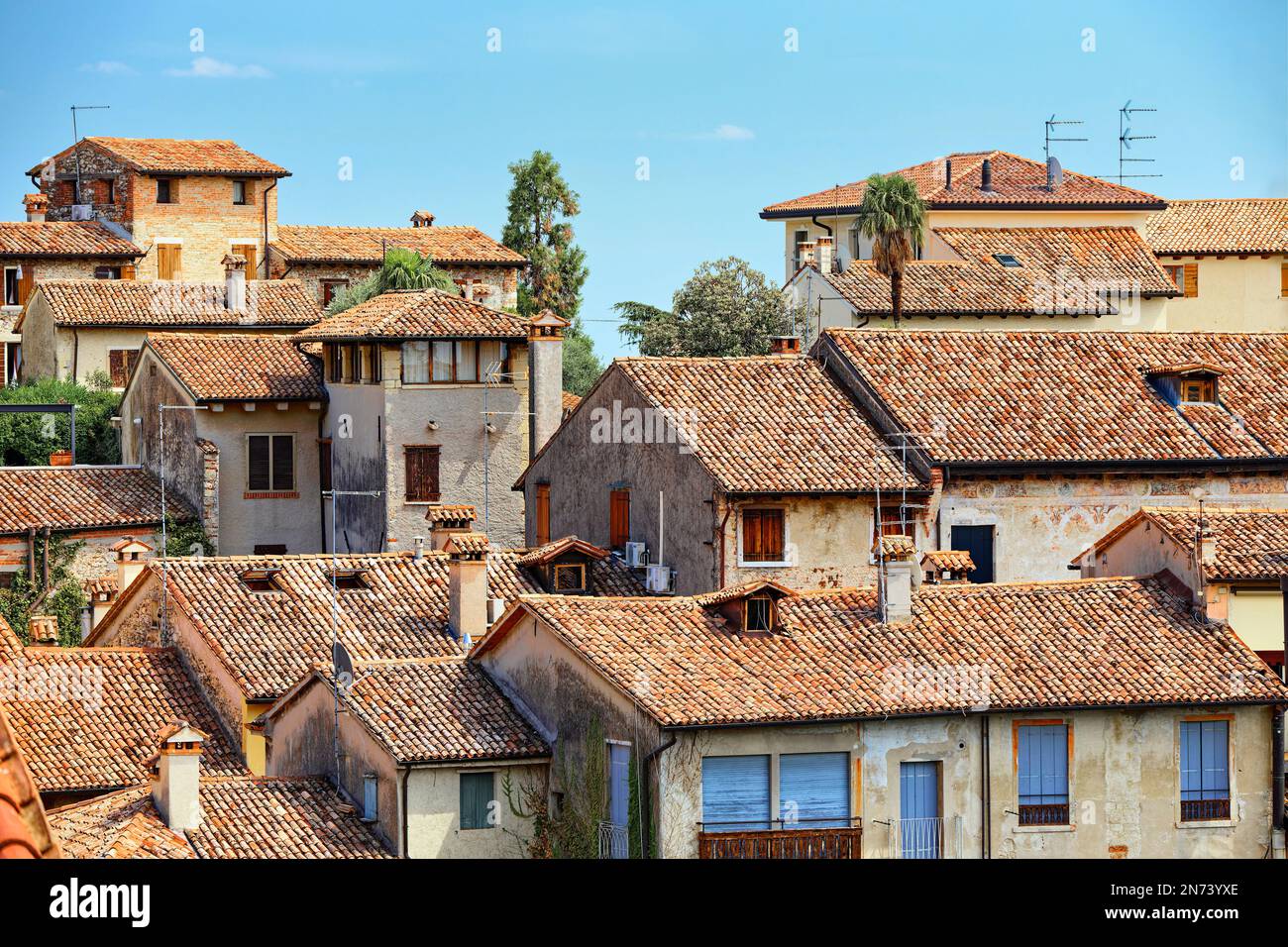 Houses in the northern Italian town of Asolo Stock Photo