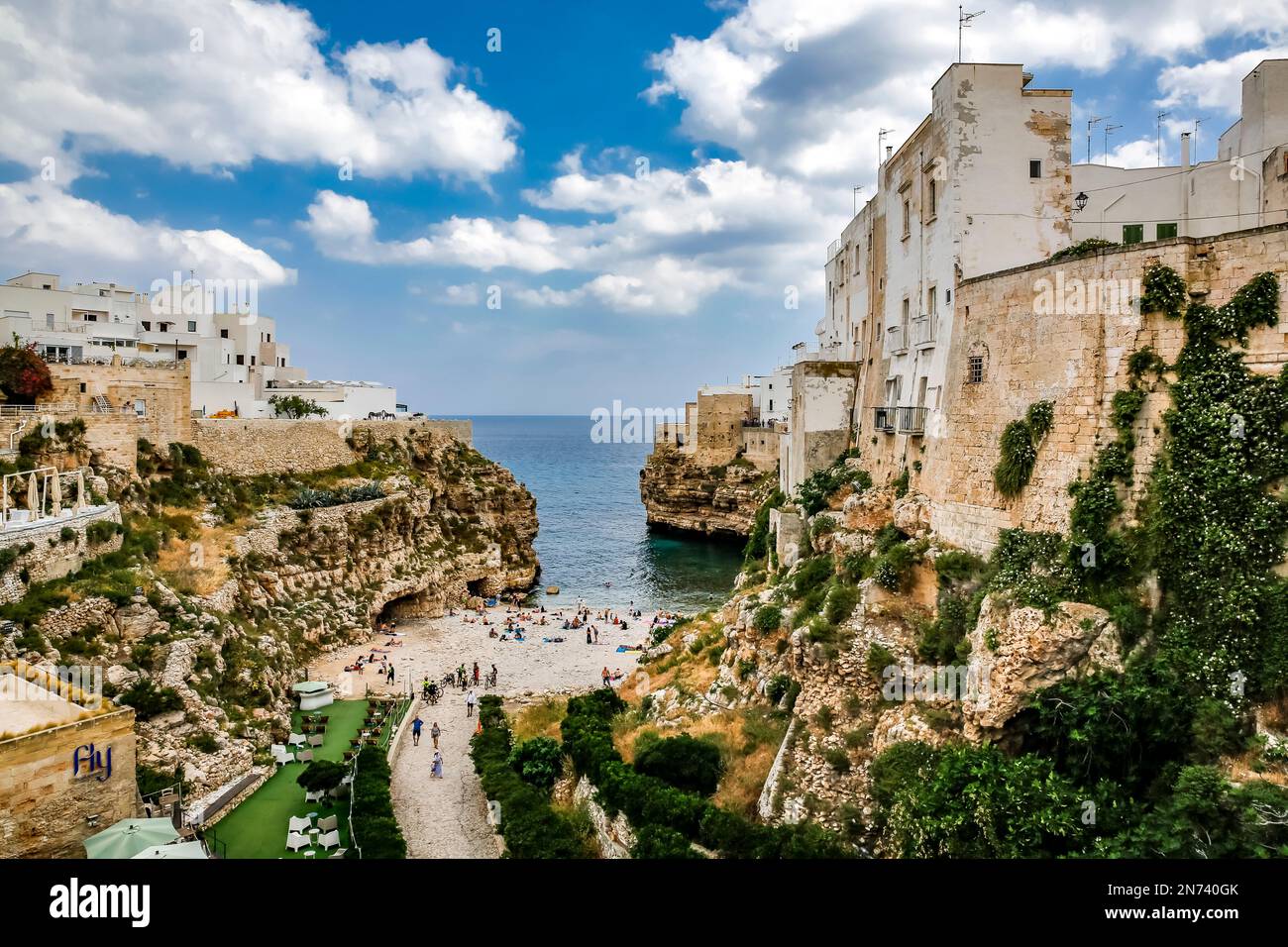 View from Ponte Borbonico on Lama Monachile, small pebble beach between ...