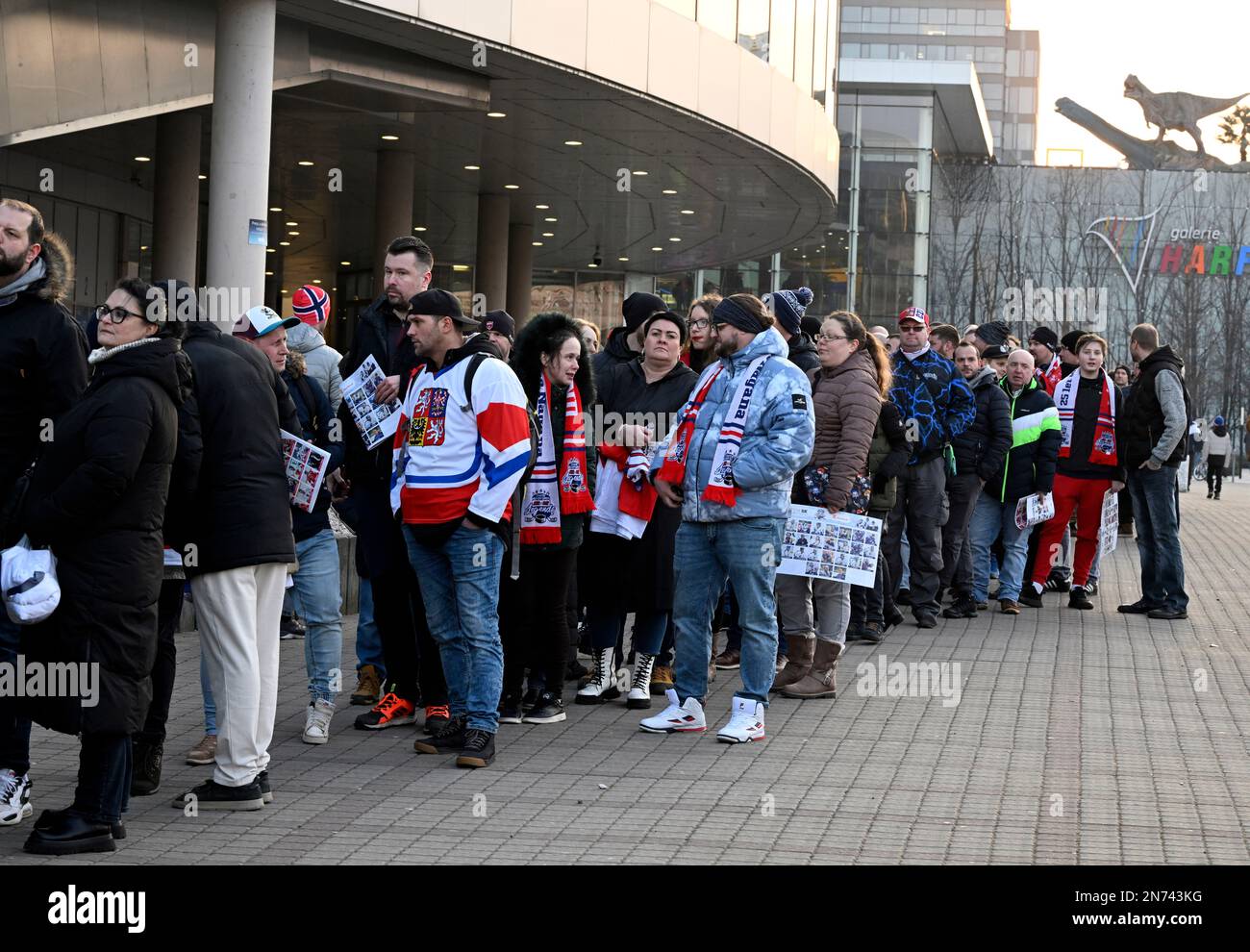Prague, Czech Republic. 10th Feb, 2023. People before the hockey match of legends Czech Republic vs Slovakia in Prague, Czech Republic, February 10, 2023. The match is part of the celebration of the 25th anniversary of the Czech team's victory at the 1998 Winter Olympic Games in Nagano. Credit: Michal Kamaryt/CTK Photo/Alamy Live News Stock Photo