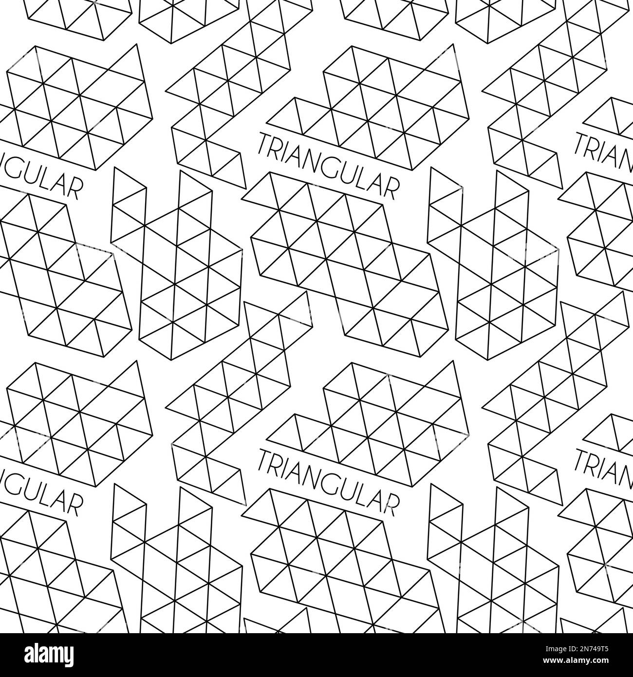 Black and white seamless pattern with triangular polygons. Geometrical vector graphics Stock Vector