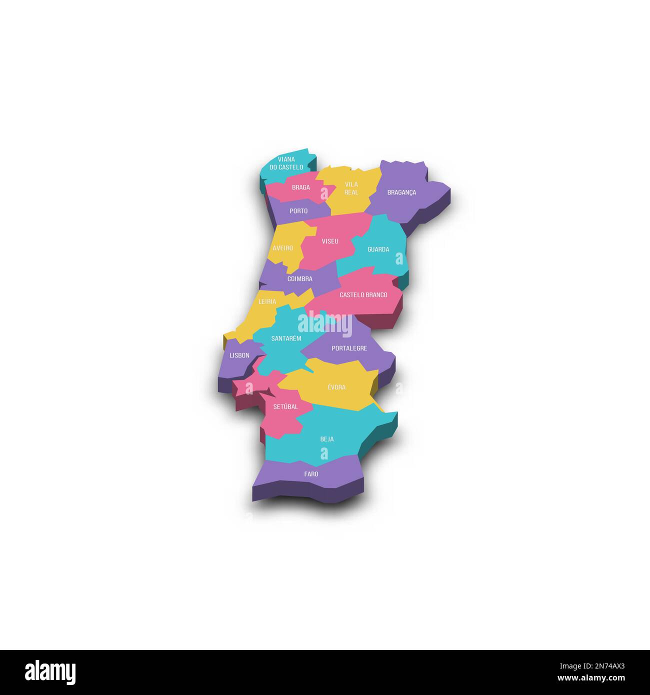Portugal Political Map Of Administrative Divisions Districts Colorful 3d Vector Map With 4184