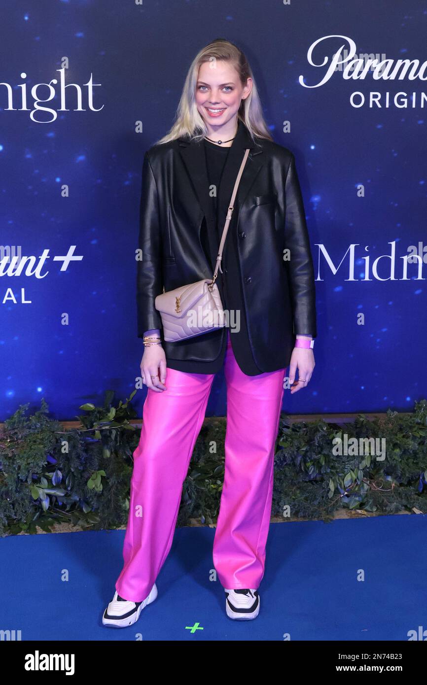Blue carpet of the movie 'At Midnight' at the Roberto Cantoral Cultural Center, CDMX, Mexico Stock Photo