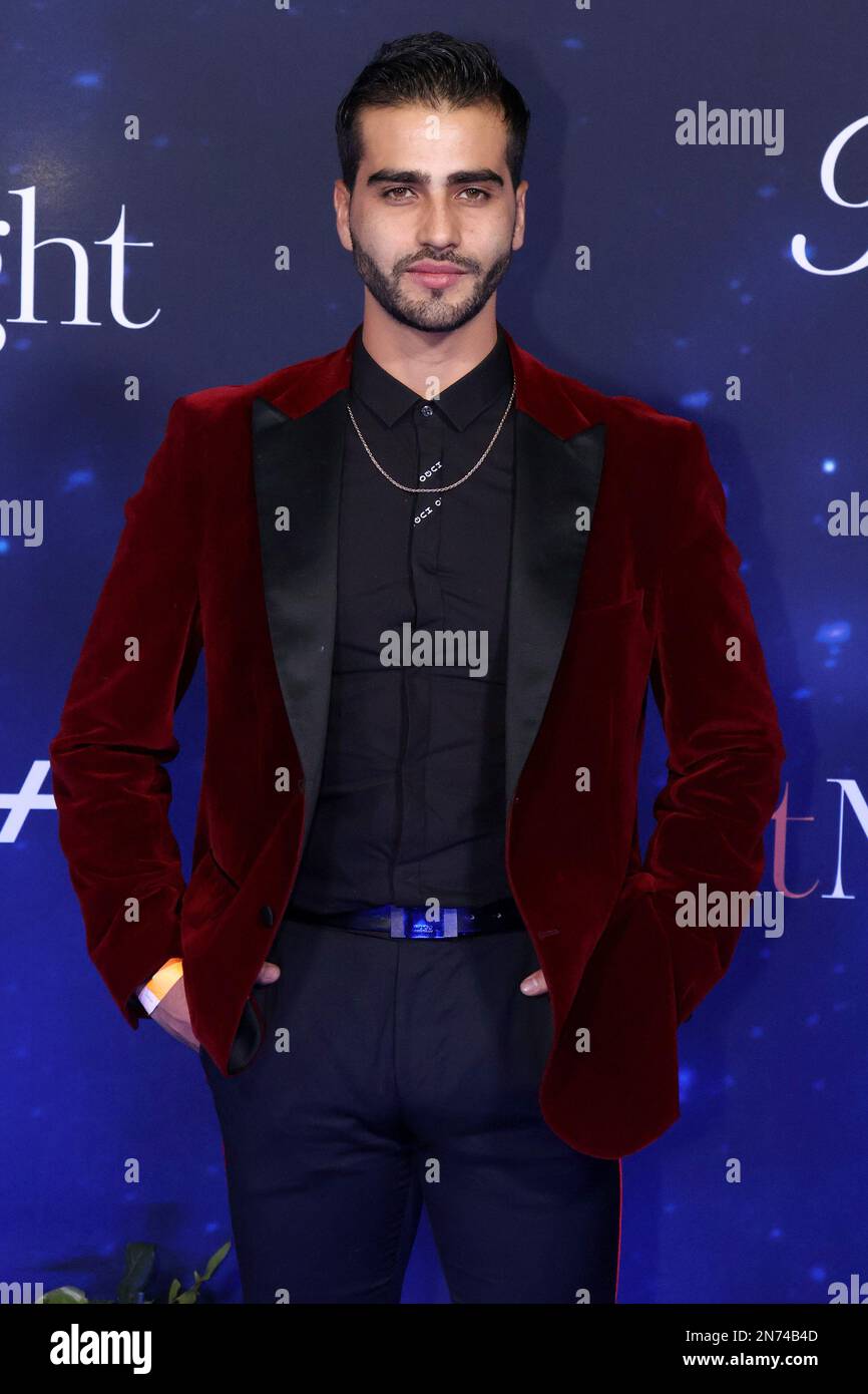 Blue carpet of the movie 'At Midnight' at the Roberto Cantoral Cultural Center, CDMX, Mexico Stock Photo