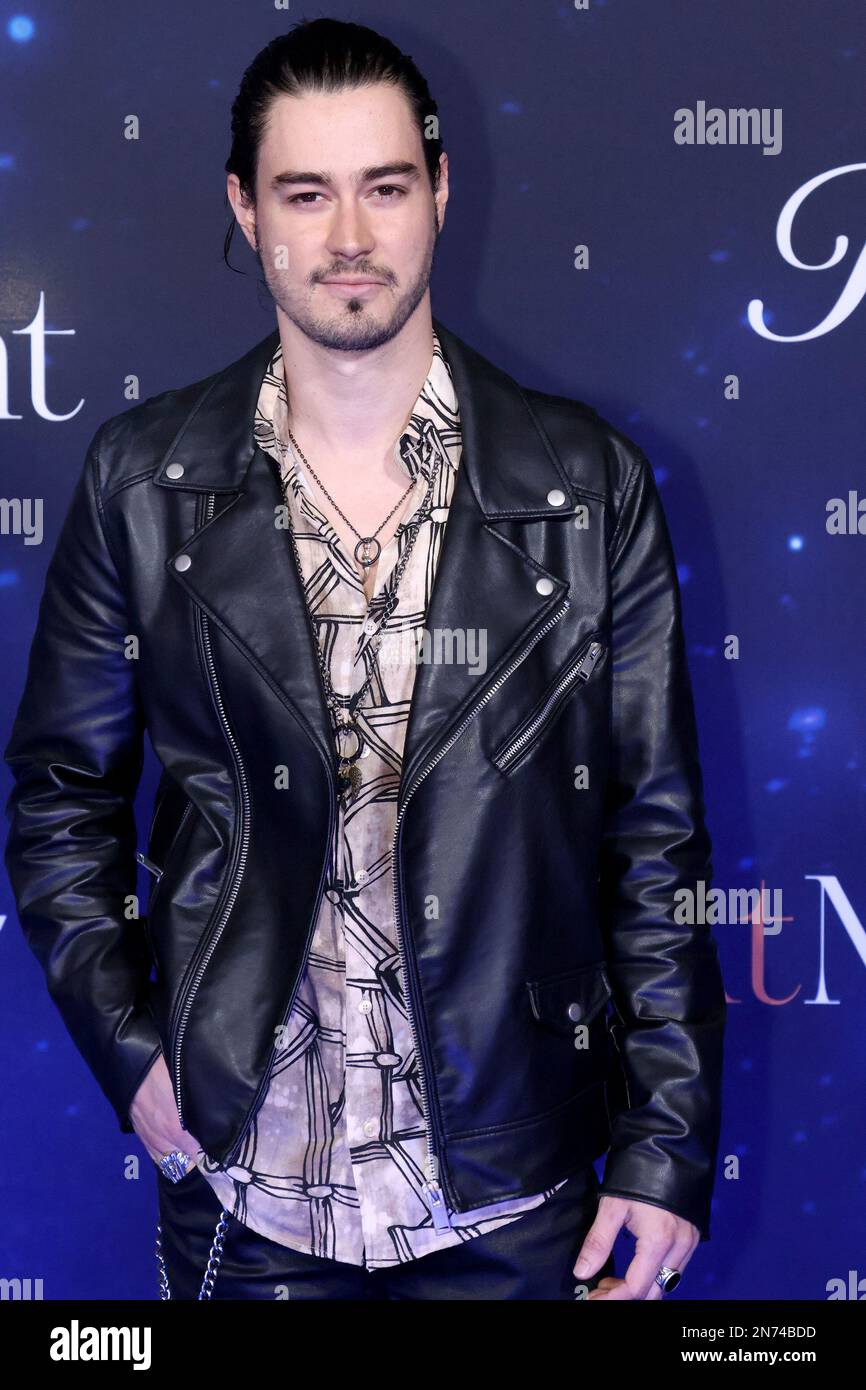 Blue carpet of the movie 'At Midnight' at the Roberto Cantoral Cultural Center, CDMX, Mexico Stock Photo