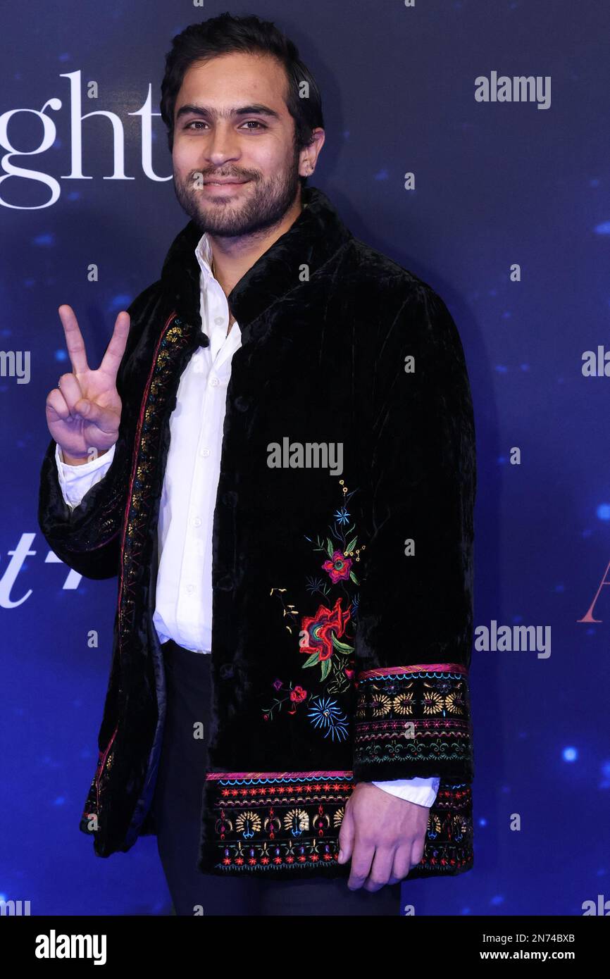 Blue carpet of the movie 'At Midnight' at the Roberto Cantoral Cultural Center, CDMX, Mexico Stock Photo